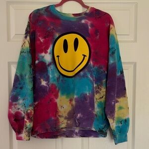 JET John EshayaTie-Dye Smiley Face Sweatshirt, sz XL